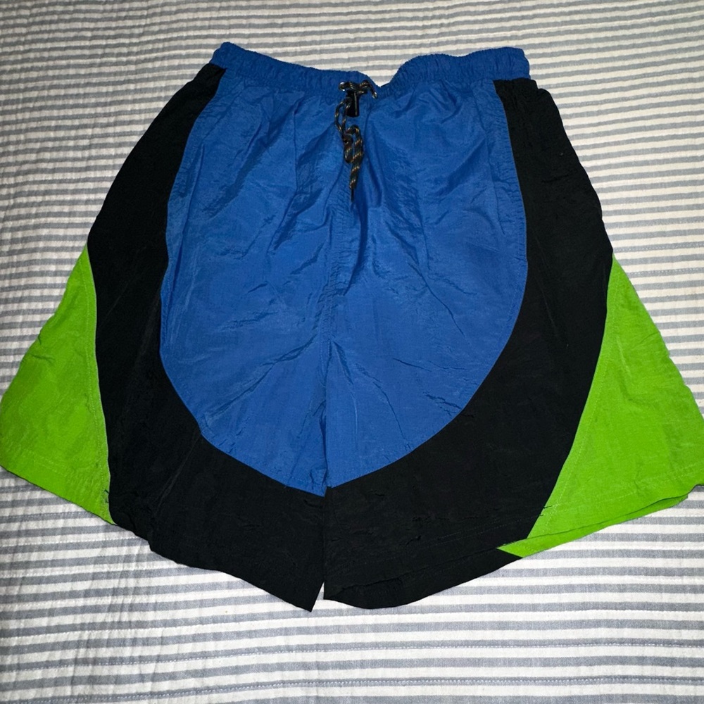 Vintage men’s Color Block Nylon Pace Tidal Gear‎ Swim Trunks Large